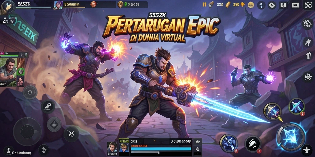 Screenshot gameplay 555ZK dengan aksi pertarungan yang mendebarkan.