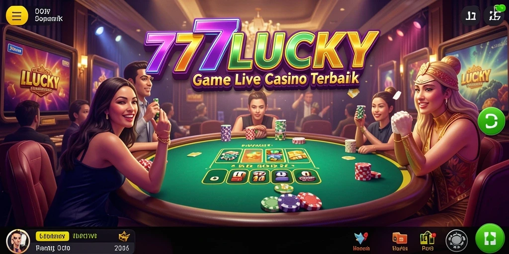 Screenshot gameplay Live Casino 777LUCKY menampilkan dealer profesional dan pemain yang terlibat.