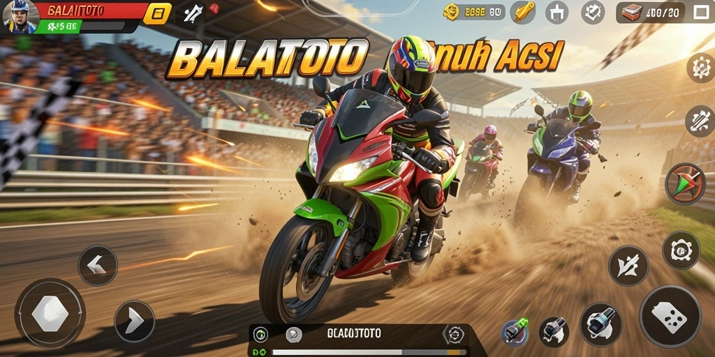 Tampilan menarik dari gameplay BALAITOTO dengan balapan motor yang seru.