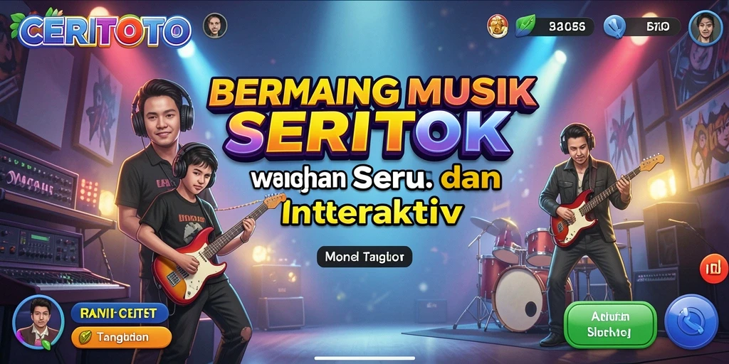 Tangkapan layar utama CERITOTO menampilkan gameplay musik yang seru.