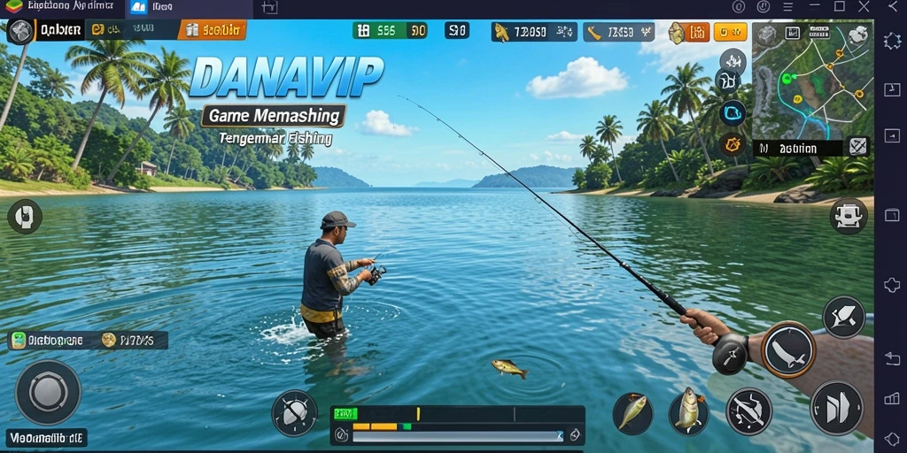 Screenshot gameplay DANAVIP menampilkan pengalaman memancing yang menarik.