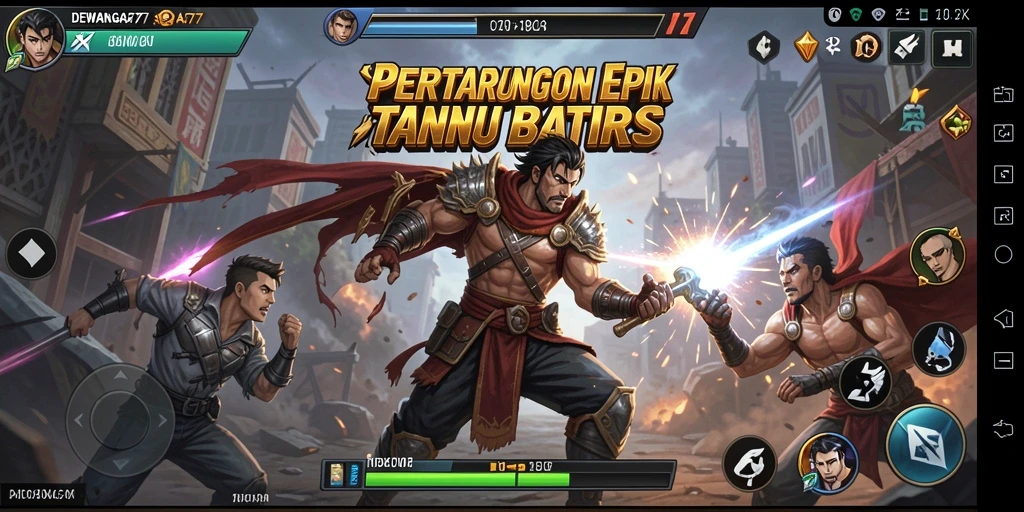 Tampilan aksi seru dalam gameplay DEWANAGA77.