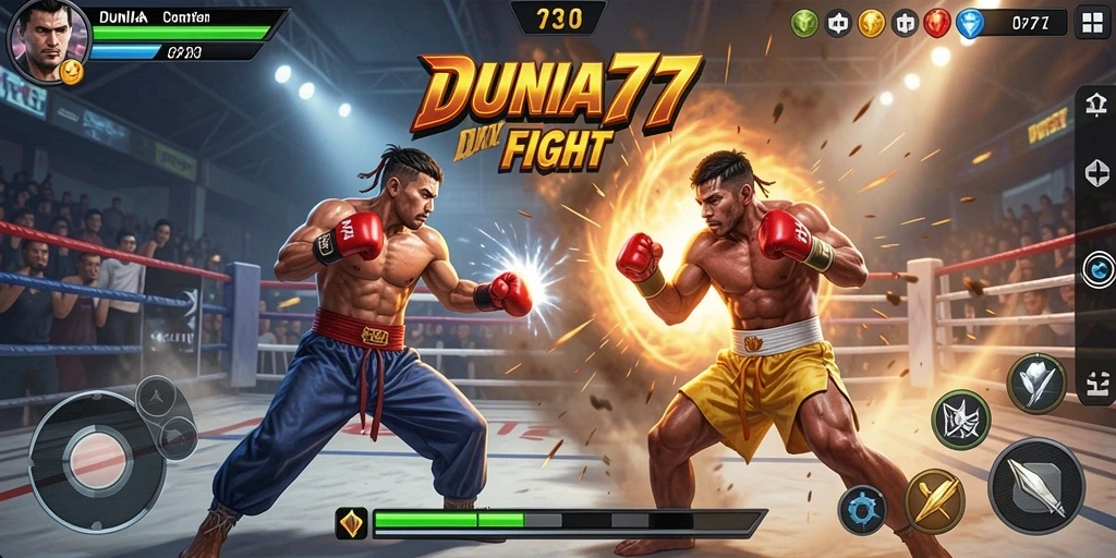 Tampilan gameplay DUNIA77 yang seru dan dinamis.