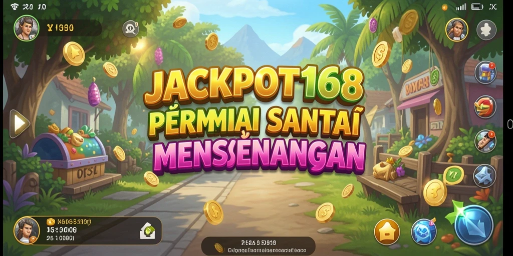 Screenshot JACKPOT168 menunjukkan grafik cerah dan gameplay yang menarik.