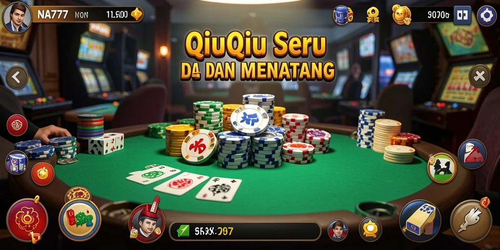 Screenshot utama NA777 menampilkan aksi seru permainan QiuQiu.