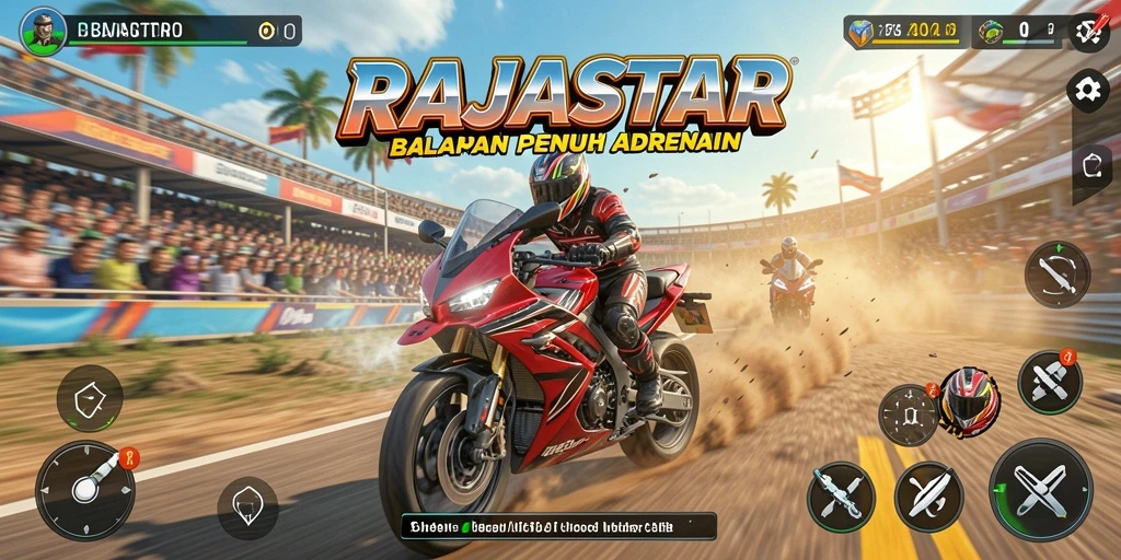 Tampilan gameplay seru saat balapan motor di RAJASTAR.