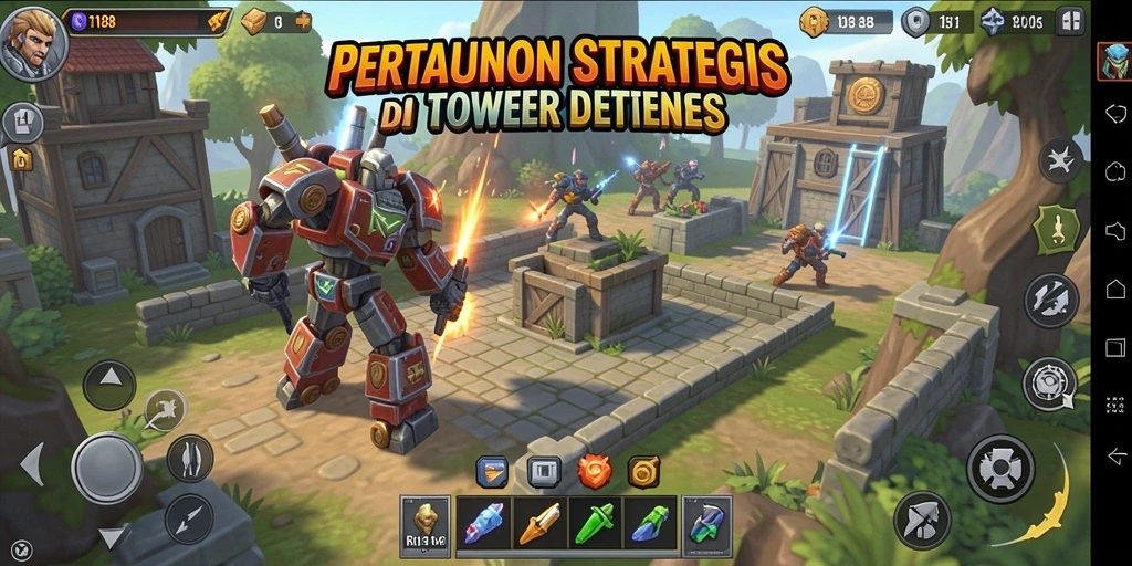 Tampilan seru dari gameplay Tower Defense RI188 yang memikat.