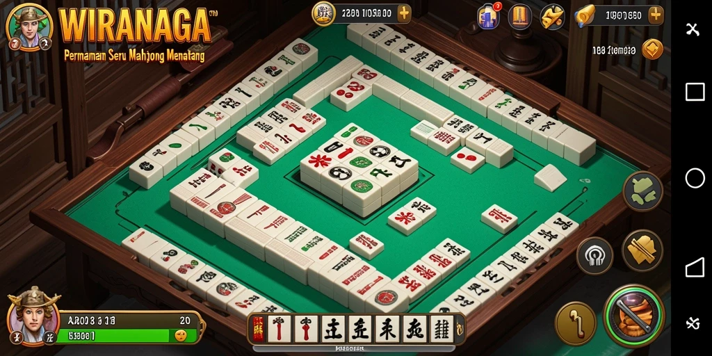 Tampilan gameplay seru dari WIRANAGA, menunjukkan tantangan Mahjong yang menarik.